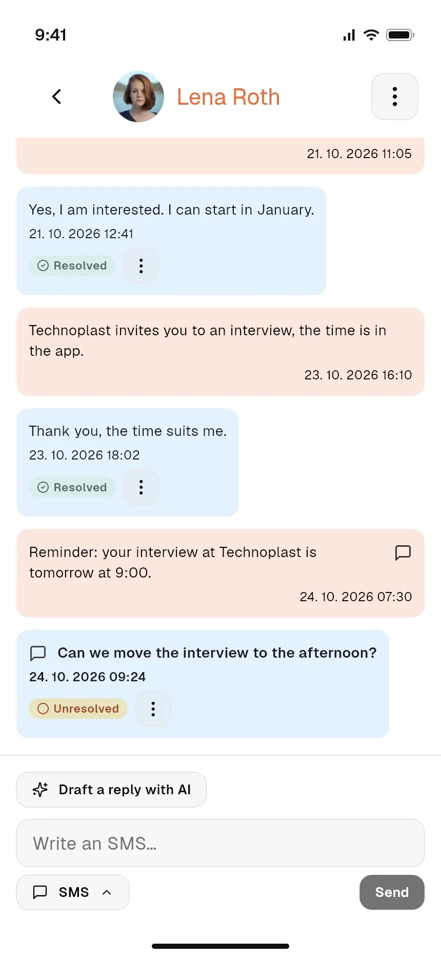 Rozmowa z kandydatem w aplikacji mobilnej