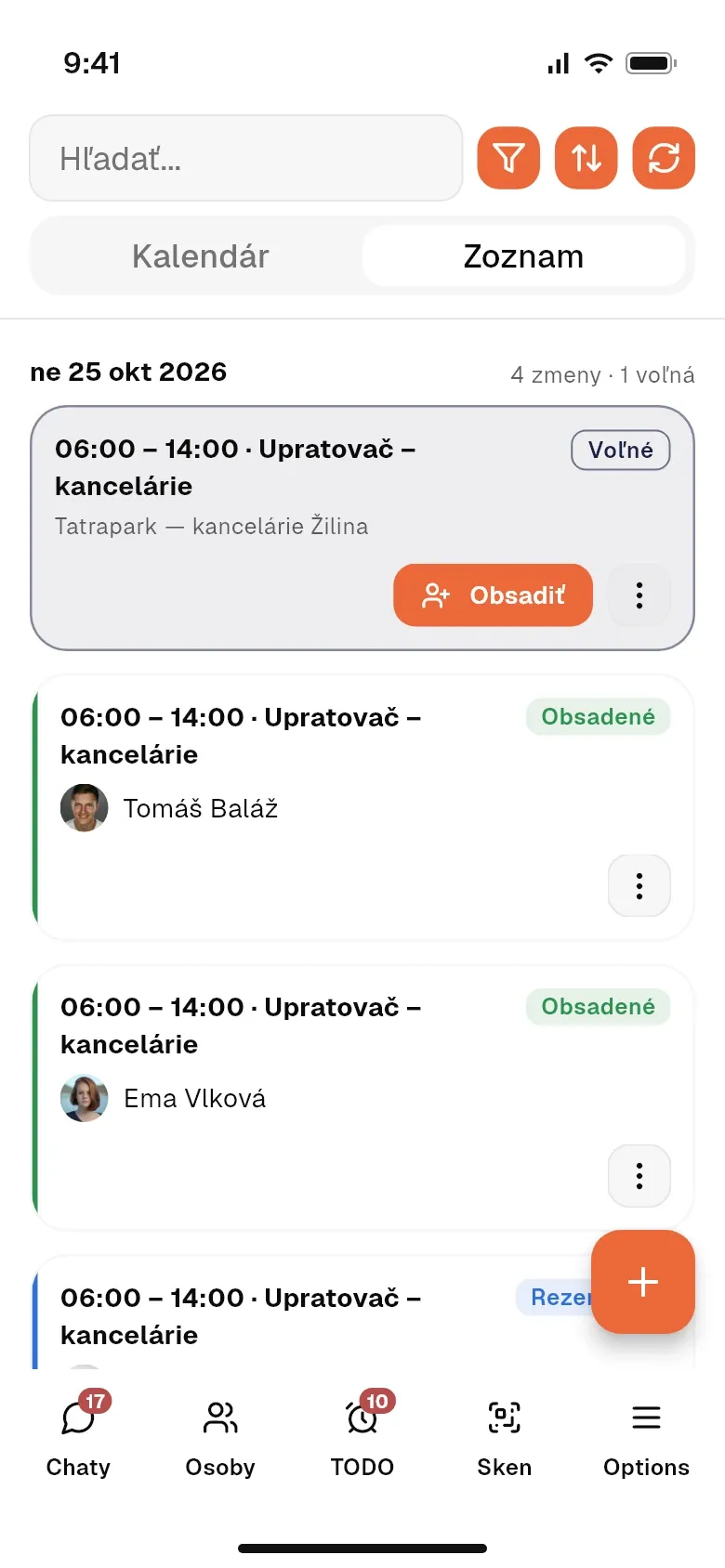 Zmeny na objektoch v mobilnej aplikácii koordinátora